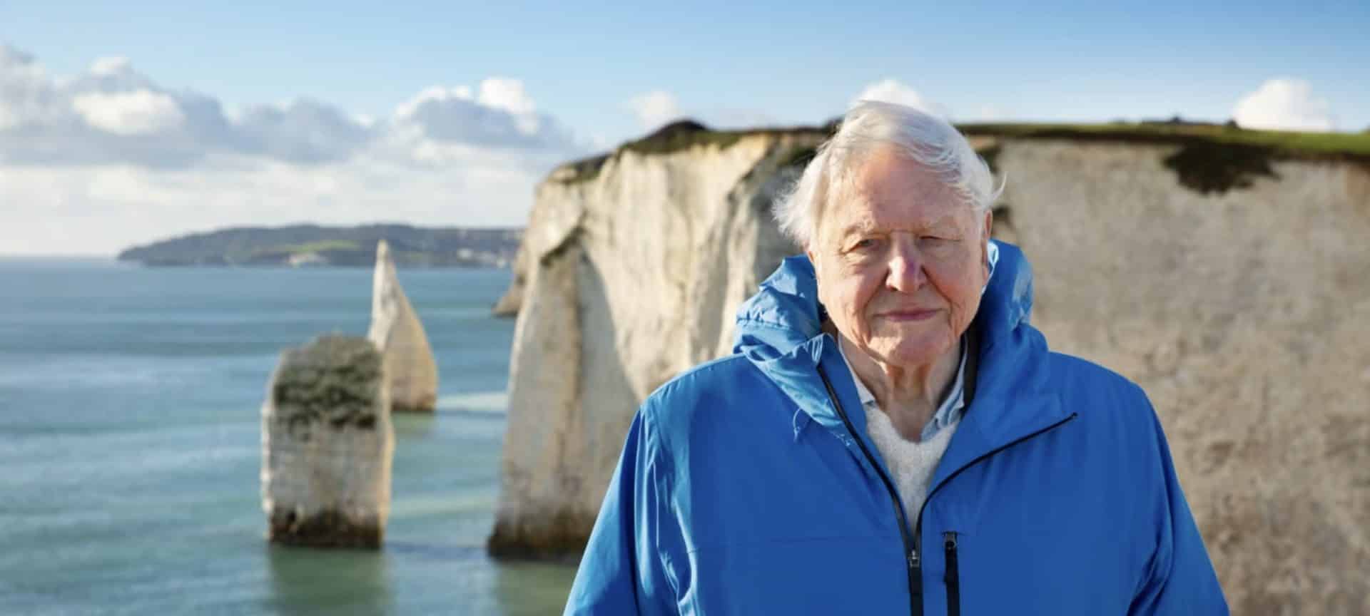 David-Attenborough-stood-on-dover-cliff